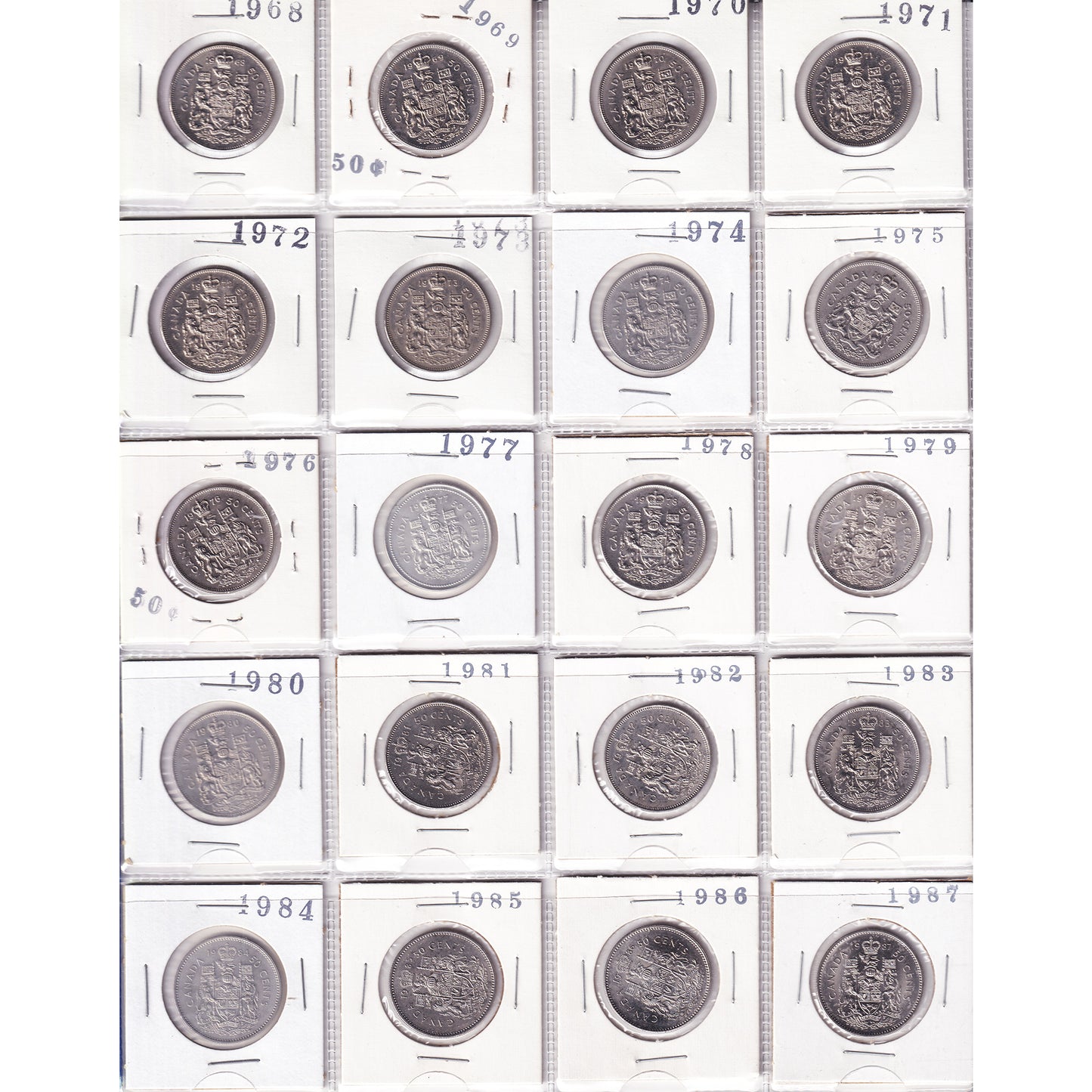 1968-1998 Canada 50-cents and Dollar Collection in Binder