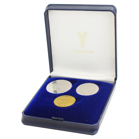 1980 Netherlands Inauguration of Beatrix 3-Coin Set in Case (Impaired)