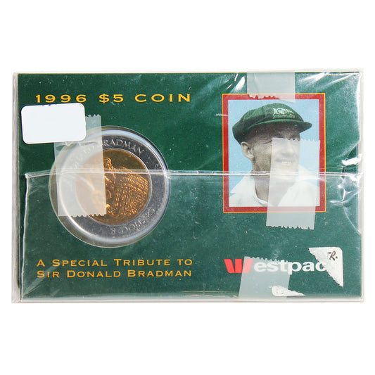 1996 Australia $5 Tribute to Sir Donald Bradman Commemorative coin in Card