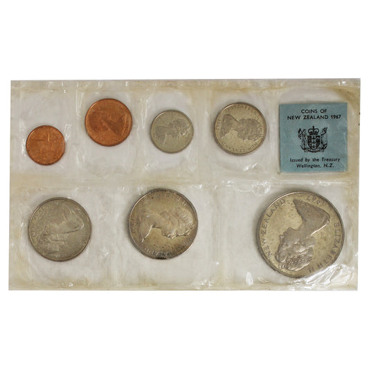 1967 New Zealand 7-Coin Proof Set (Pack Stained)