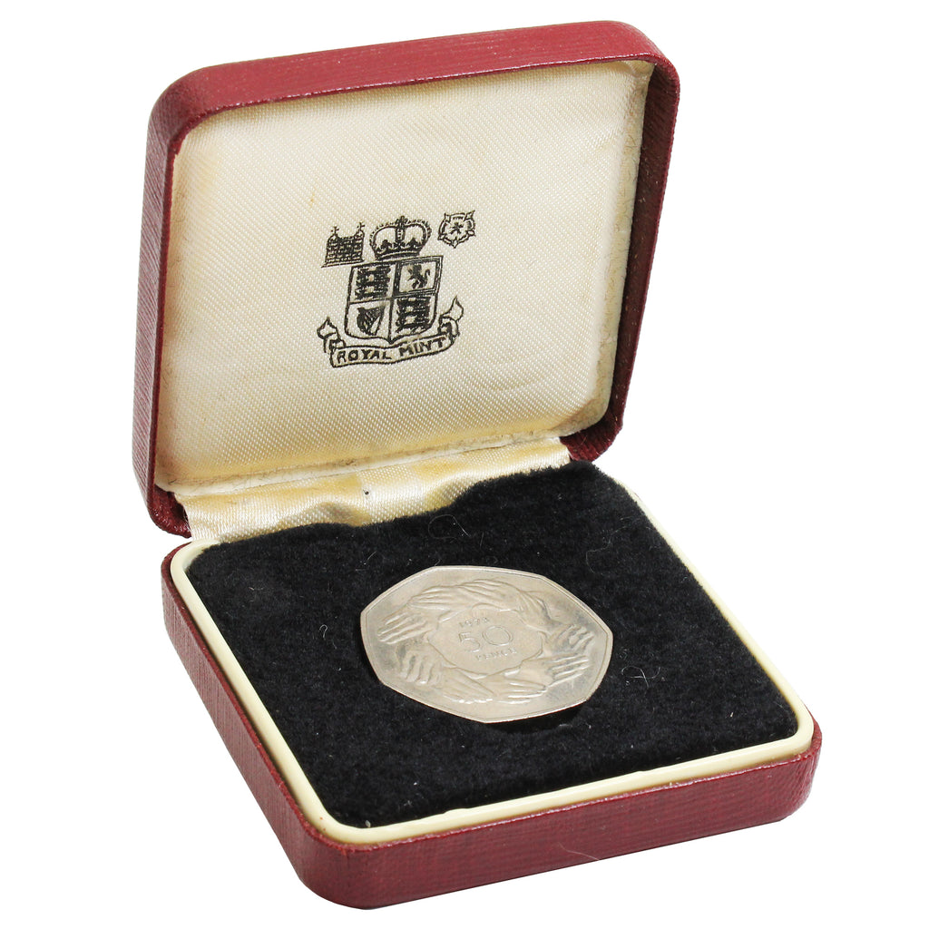 1973 Great Britain 50 Pence in Display Box (Lightly Toned)