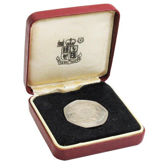 1973 Great Britain 50 Pence in Display Box (Lightly Toned)