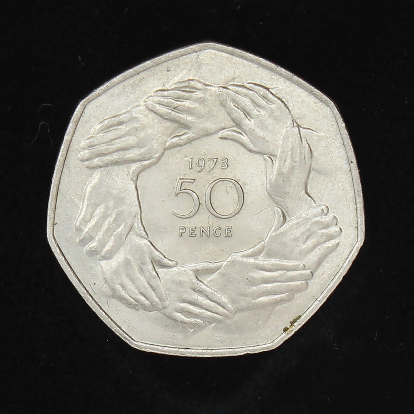 1973 Great Britain 50 Pence in Display Box (Lightly Toned)