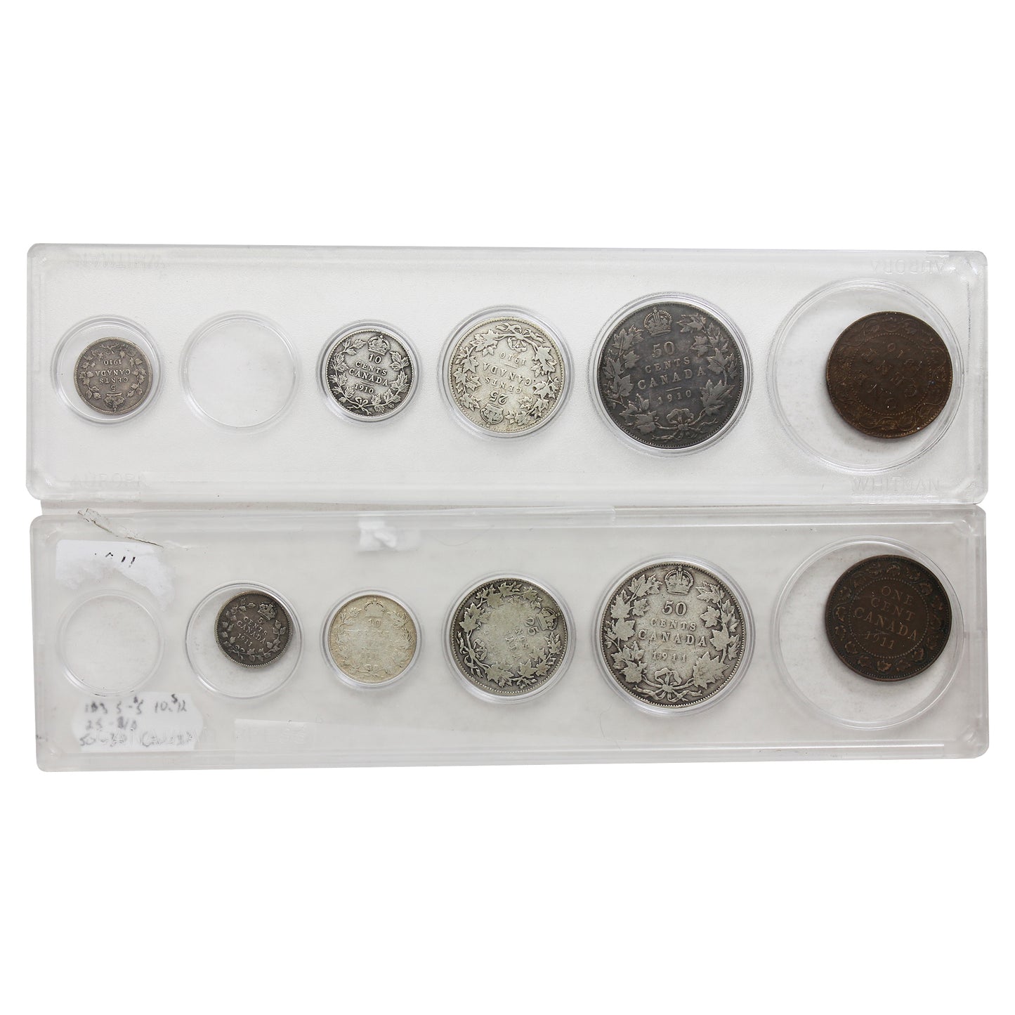 Pair of 1910 and 1911 Canada Year Sets. Sold As Is, 2Pcs. (Impaired)