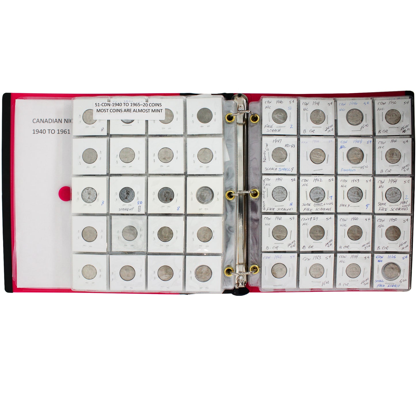 1940-1961 Canada 5-cent Collection in Binder