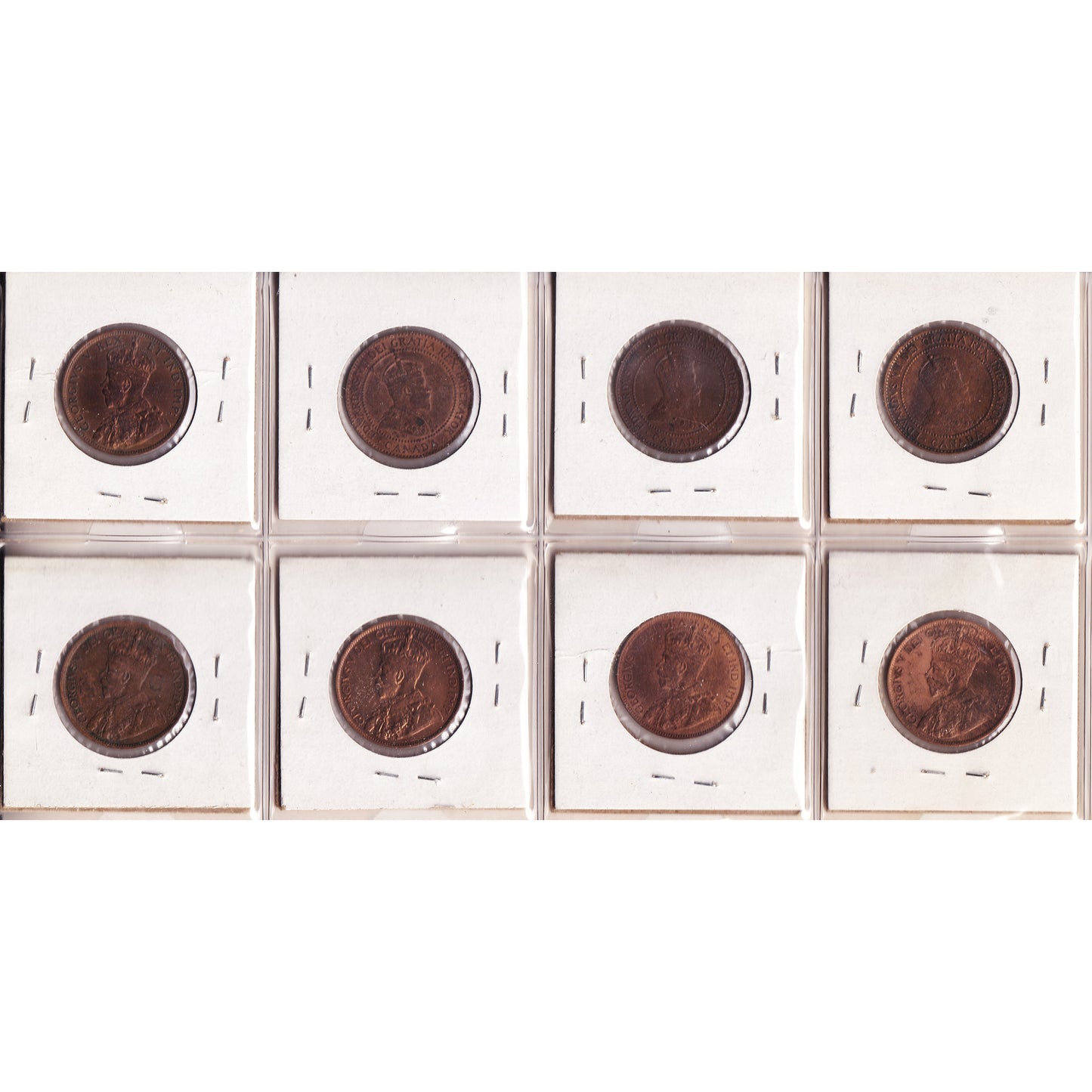 Lot of 8x 1908-1915 Canada 1-cent, VF-EF to EF-AU, 8Pcs. (Impaired)