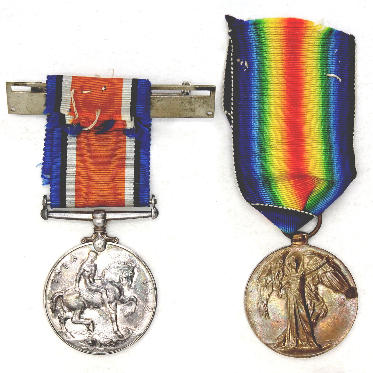Pair of Great Britain First World War Plain Rim Medals (Impaired)