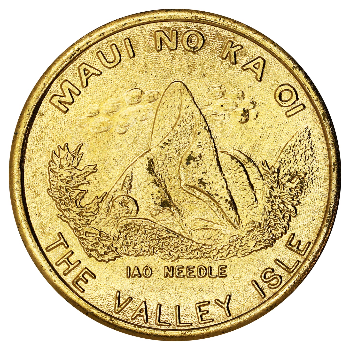 Undated Hawaii Maui Dollar Souvenir Medallion: Lahaina, First Capital & Iao Needle