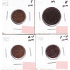 Lot of 4x 1859-1927 Canada 1-cent, VG-F to EF, 4Pcs. (Impaired)