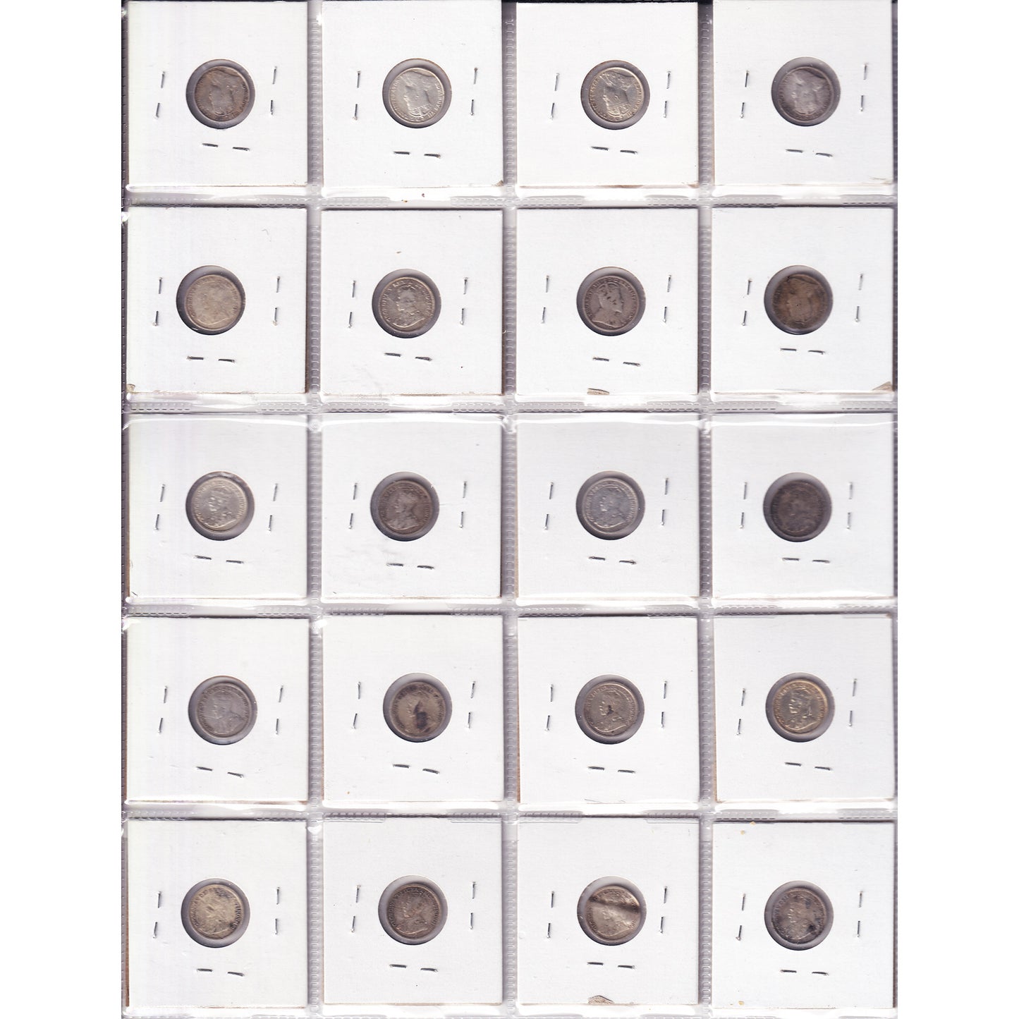 Lot of 20x 1904-1920 Canada 5-cents, G to VF-EF, 20Pcs. (Impaired)