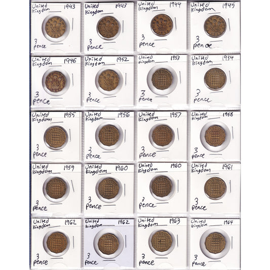 Lot of 59x 1943-1970 UK Decimal Coins, 59Pcs. (Sold As Is)