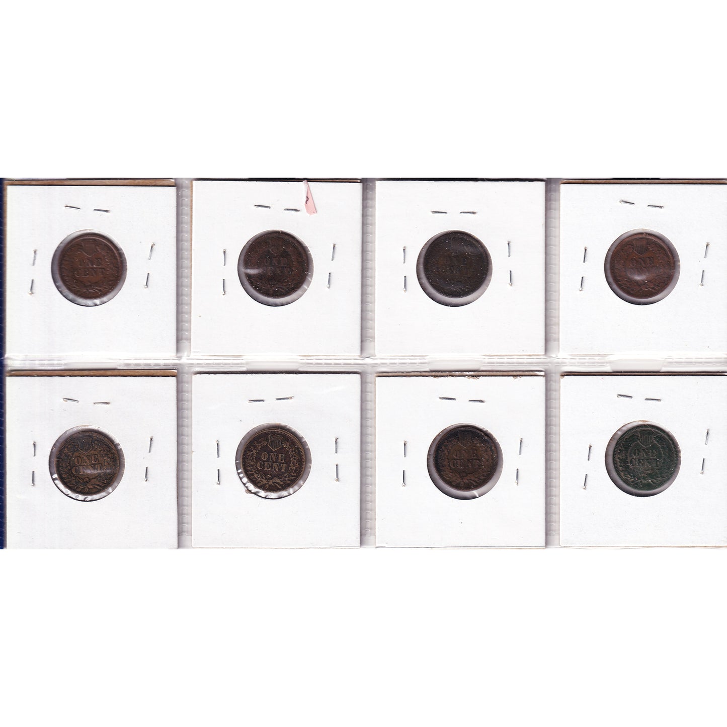 Lot of 8x 1862-1884 USA Cent, All F-VF, 8Pcs. (Impaired)