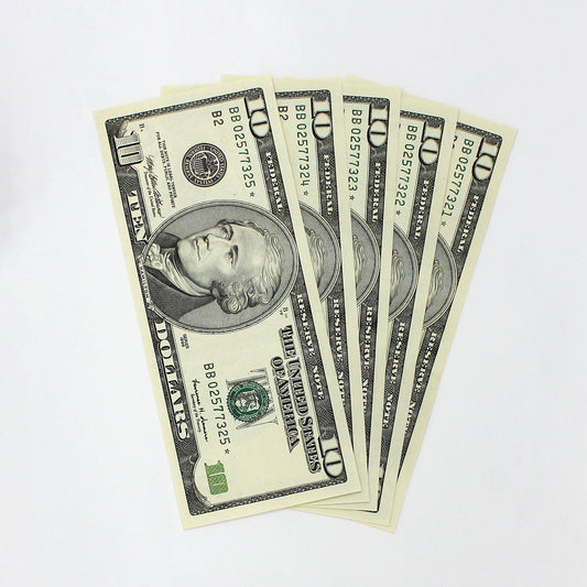 Lot of 5x Consecutive Star 1999 USA $10 Notes CUNC, 5Pcs
