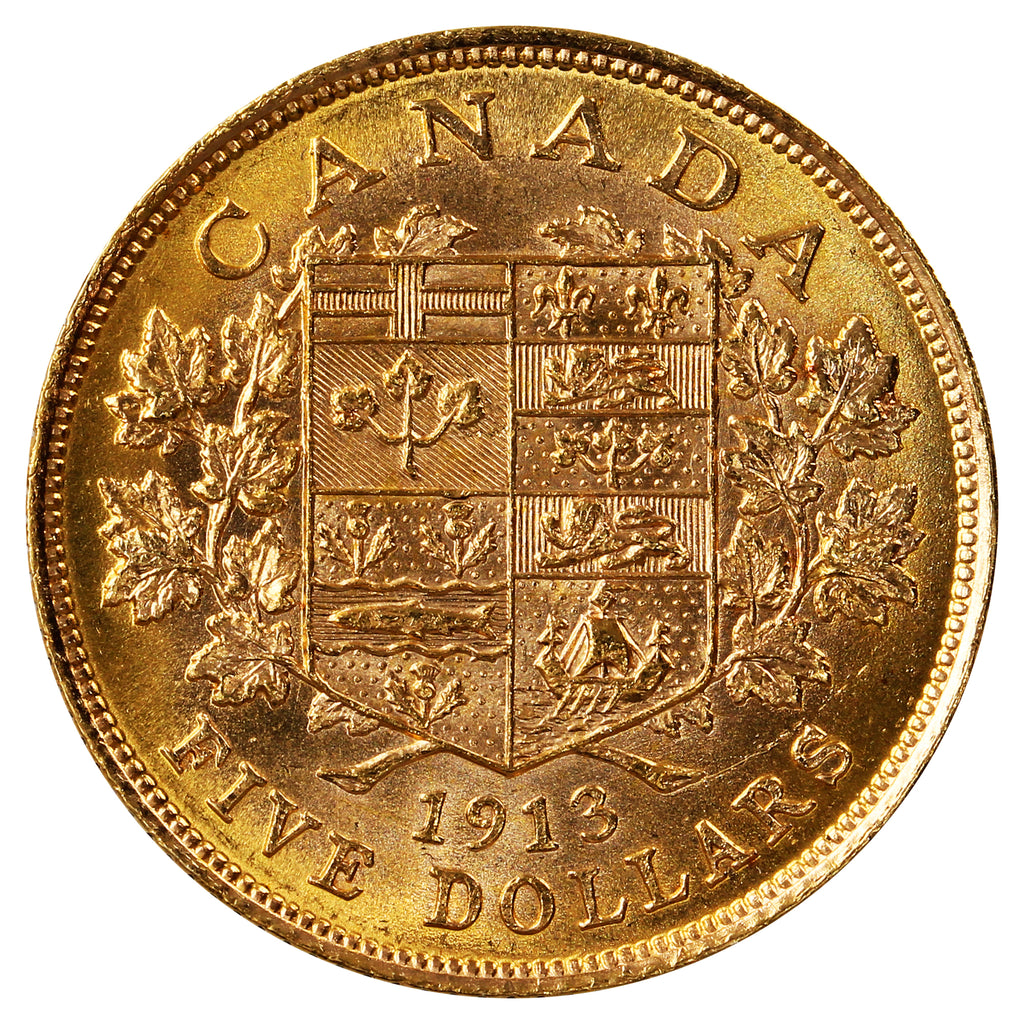 1913 Canada $5 Gold Brilliant Uncirculated (MS63)
