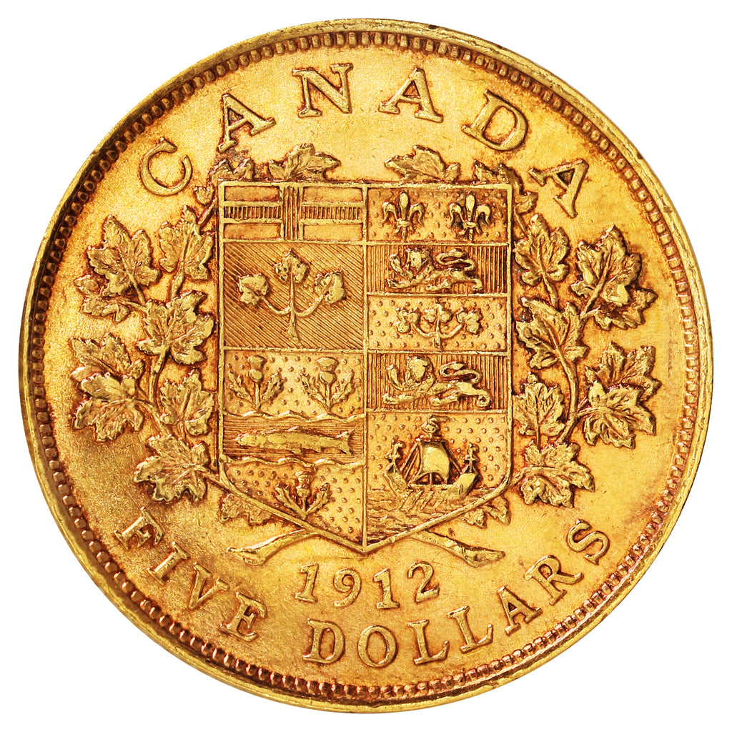 1912 Canada $5 Gold Extra Fine (EF40)