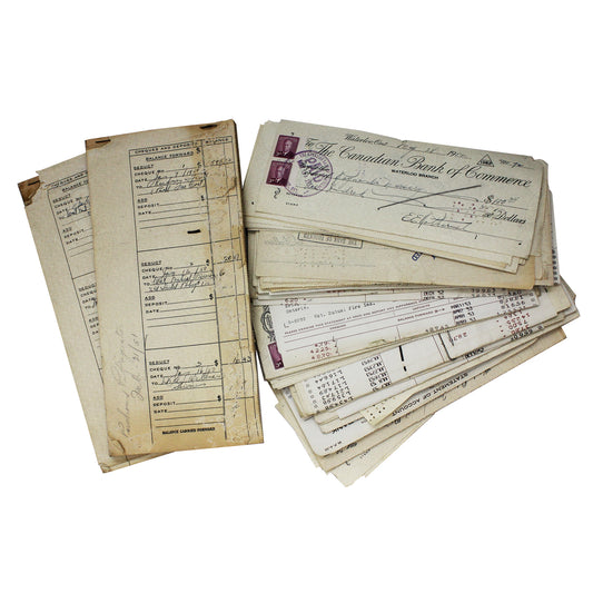 Lot of c1950s Cheques & Ledgers - Waterloo Mutual Fire Insurance