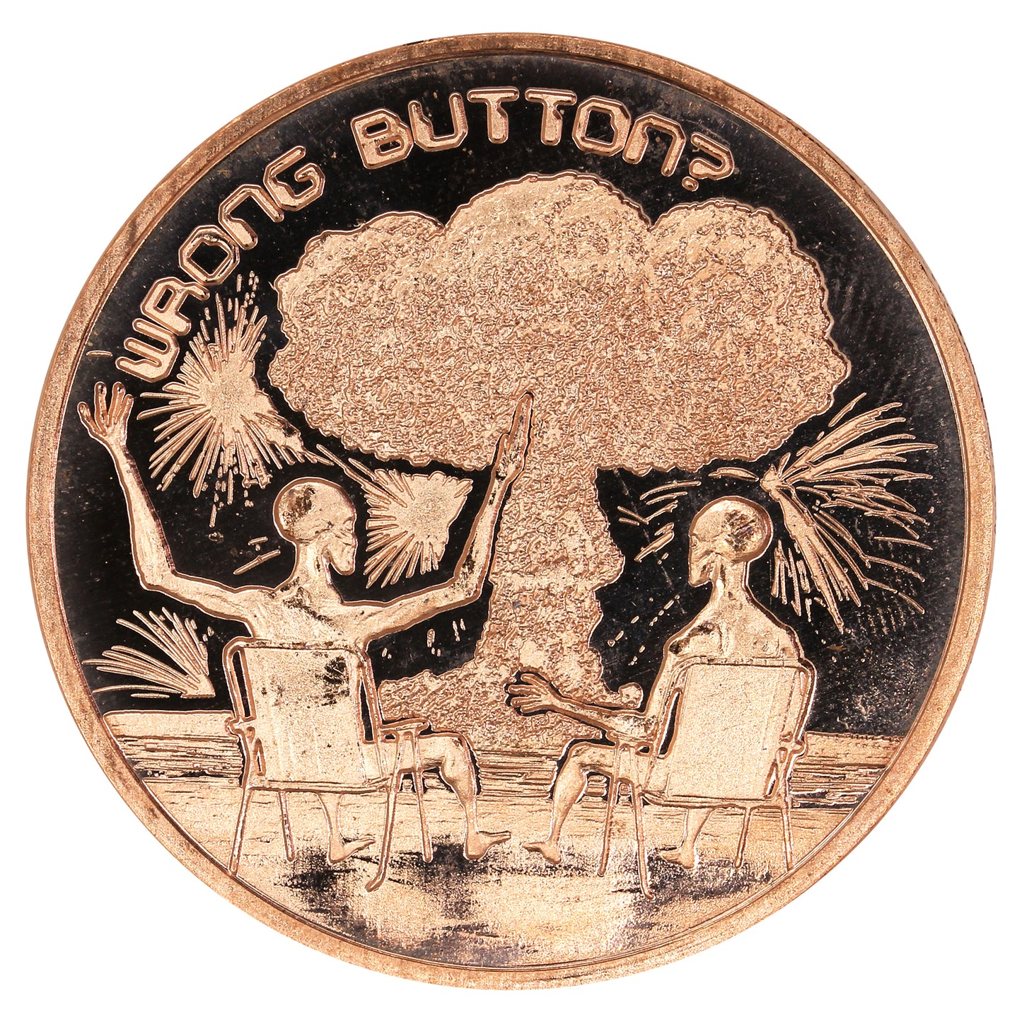 Wrong Button (Space Aliens) 1oz .999 Fine Copper Round
