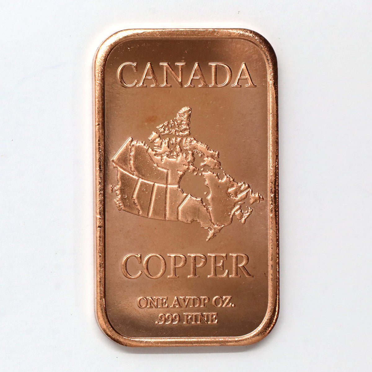 Map of Canada 1oz .999 Fine Copper Bar