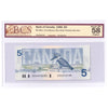 BC-56a-i 1986 Canada $5 C-B, Changeover, EOH Blue BPN, BCS Cert. AU58 Original