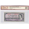 BC-40bA 1954 Canada $10 B-R, Modified Portrait, Replacement, *U/T BCS Certified VF20