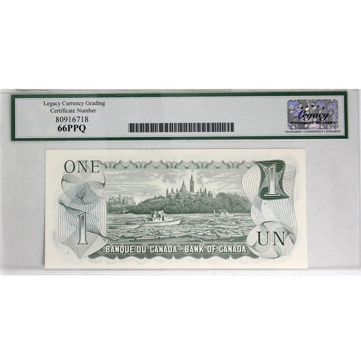 BC-46bA 1973 Canada $1 Crow-Bouey, Replacement, EAX Legacy Certified GUNC66 PPQ