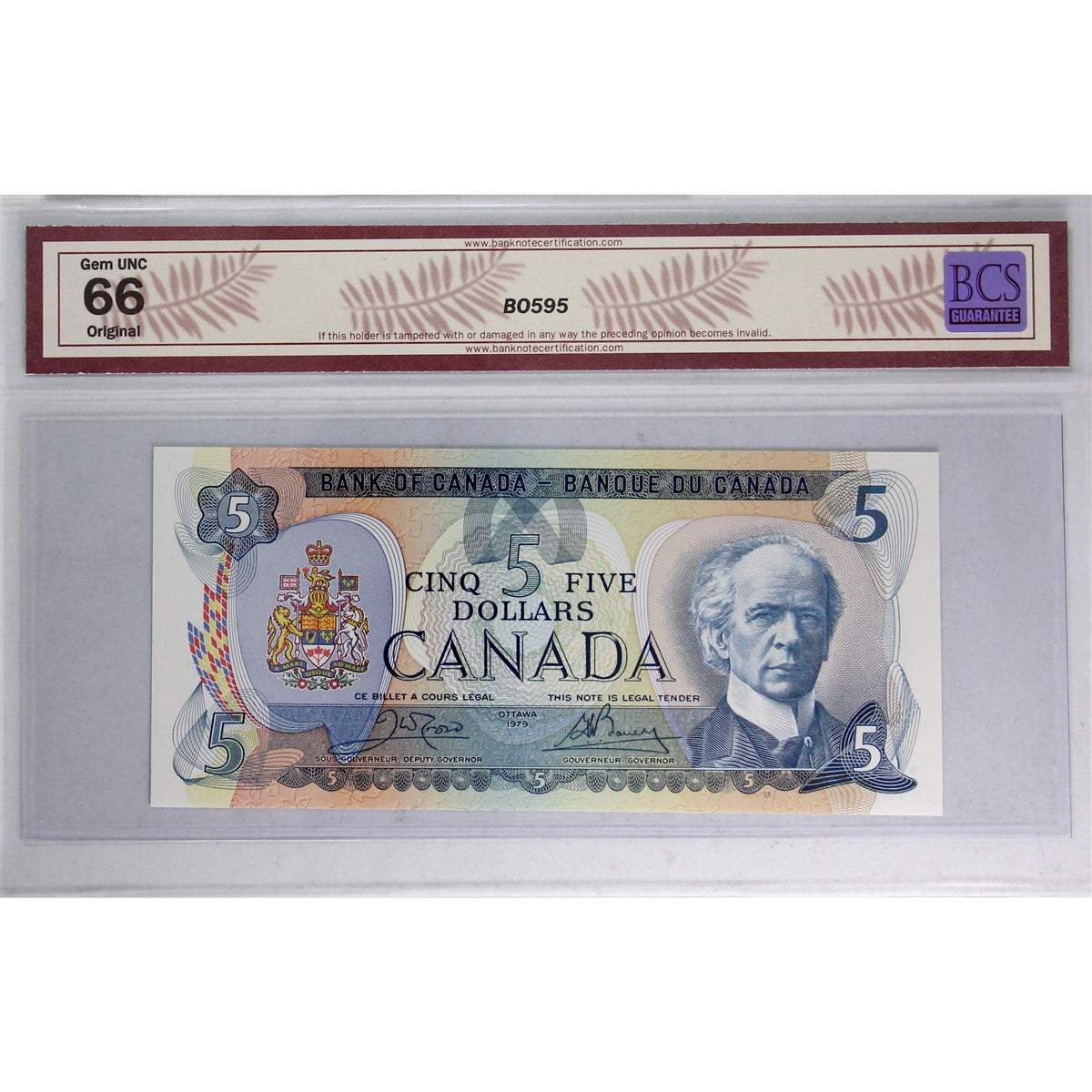 BC-53b 1979 Canada $5 Crow-Bouey, 305 BCS Certified GUNC66 Original