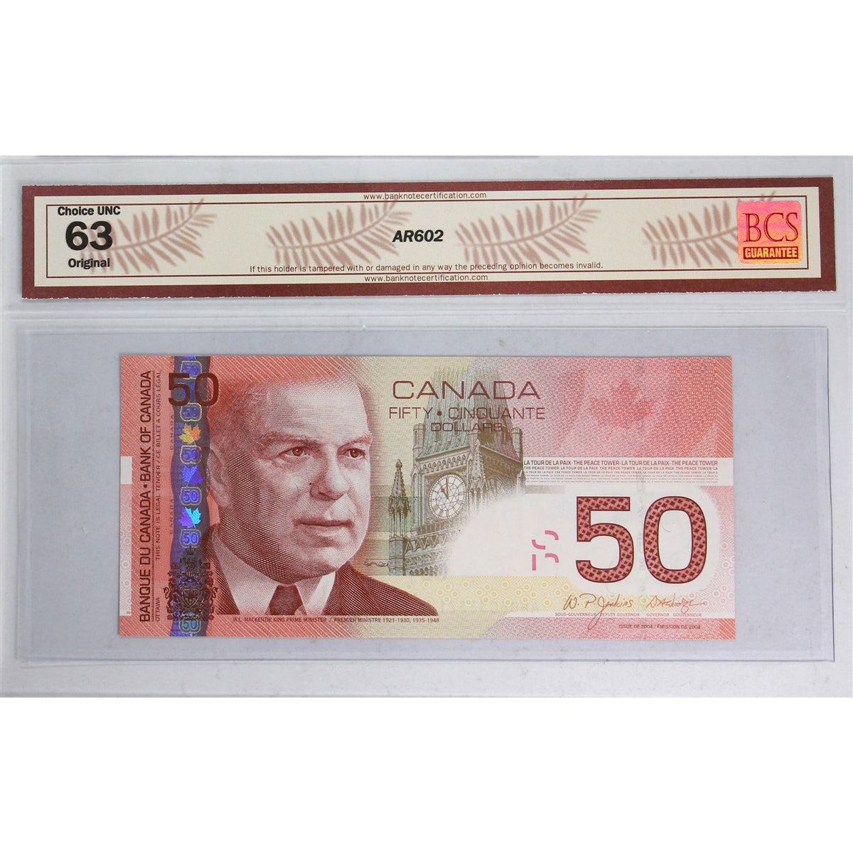 BC-65a 2004 Canada $50 Jenkins-Dodge, AHB BCS Certified CUNC63 Original