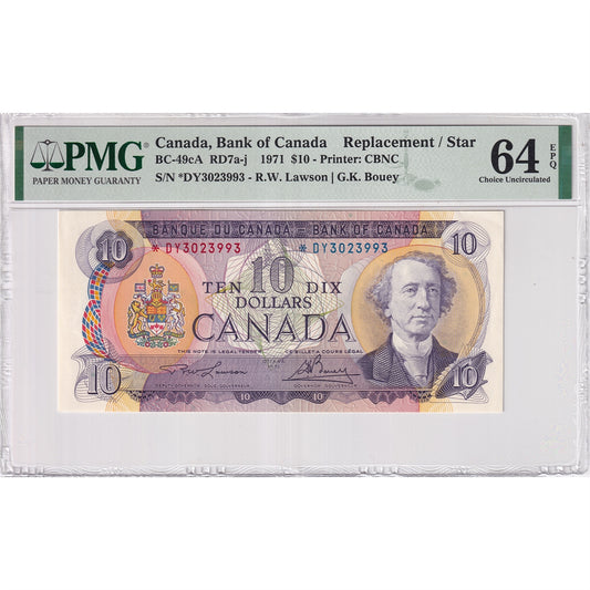 BC-49cA 1971 Canada $10 Lawson-Bouey, Replacement, *DY PMG Certified CUNC64 EPQ