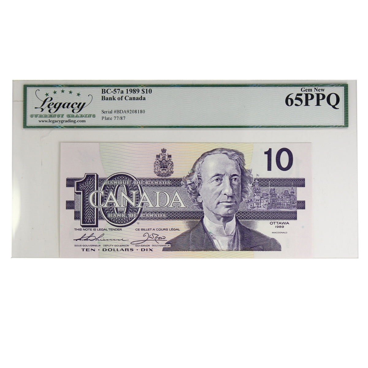 BC-57a 1989 Canada $10 Thiessen-Crow, BDA Legacy Certified CUNC-65 PPQ