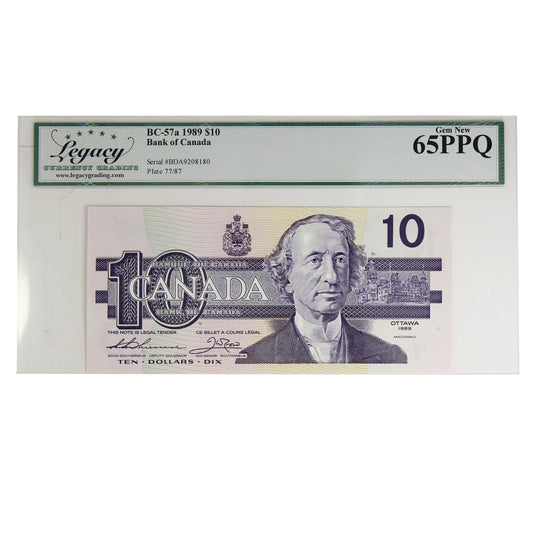 BC-57a 1989 Canada $10 Thiessen-Crow, BDA Legacy Certified CUNC-65 PPQ