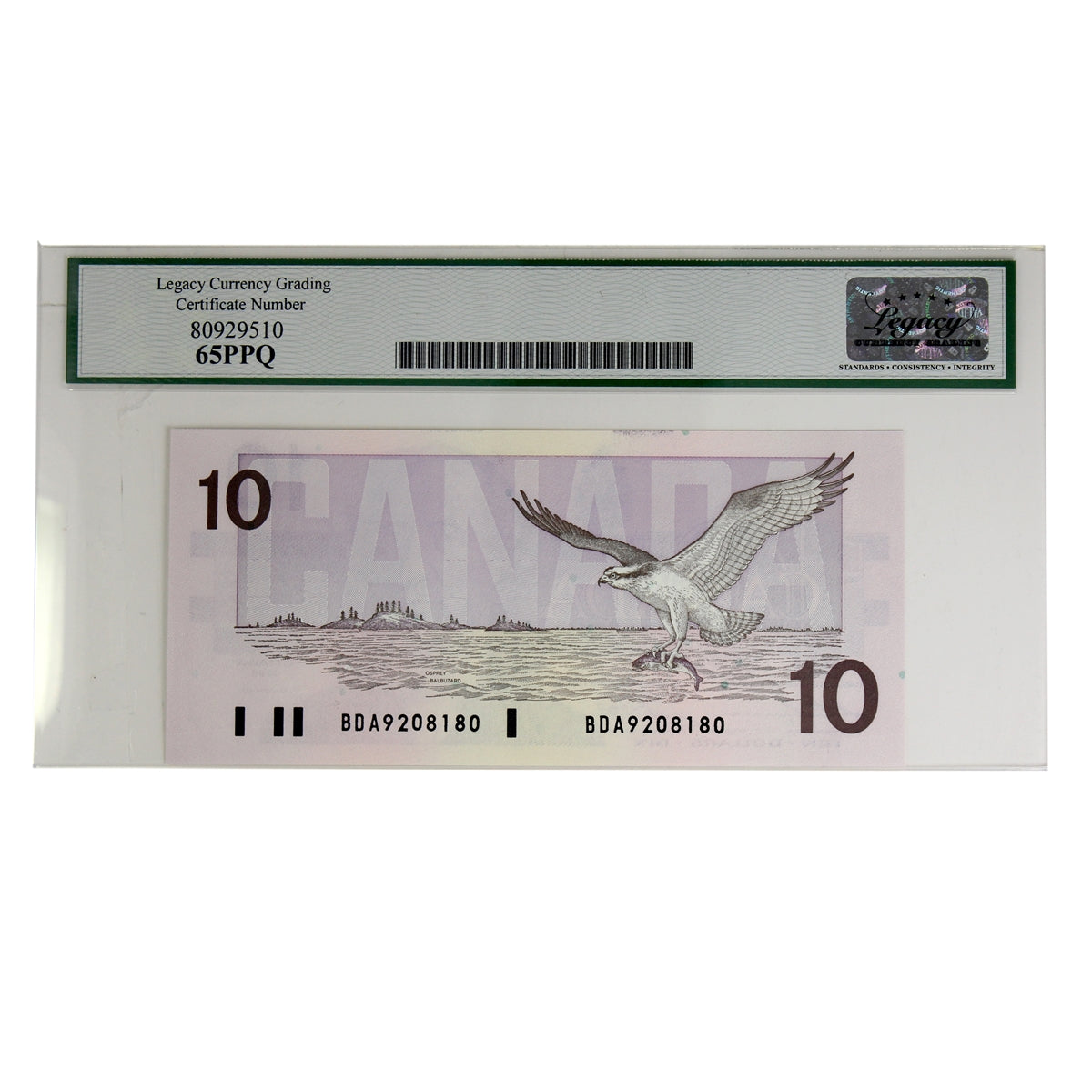 BC-57a 1989 Canada $10 Thiessen-Crow, BDA Legacy Certified CUNC-65 PPQ