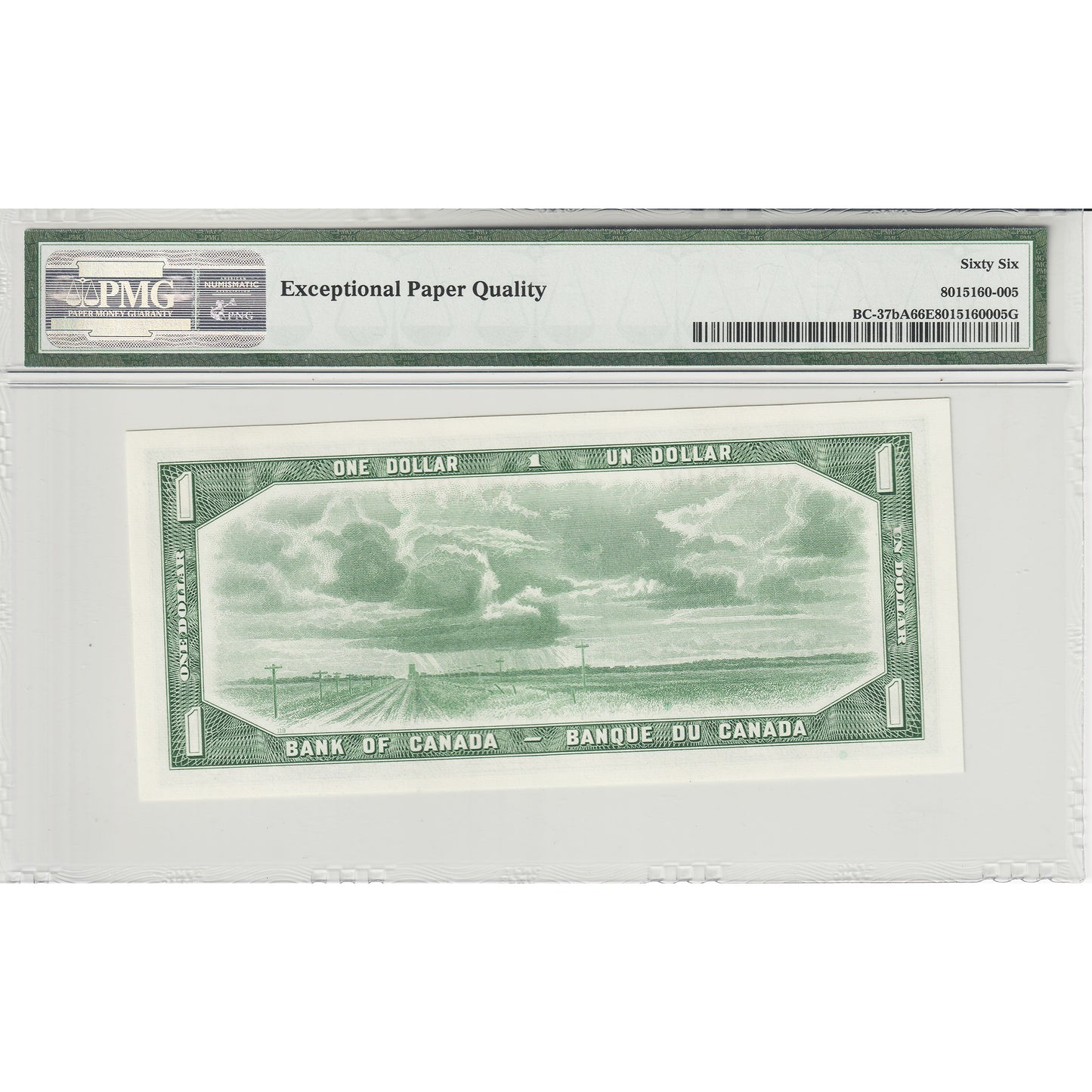 BC-37bA 1954 Canada $1 Beattie-Rasminsky, Replacement, *O/Y PMG Certified GUNC-66 EPQ