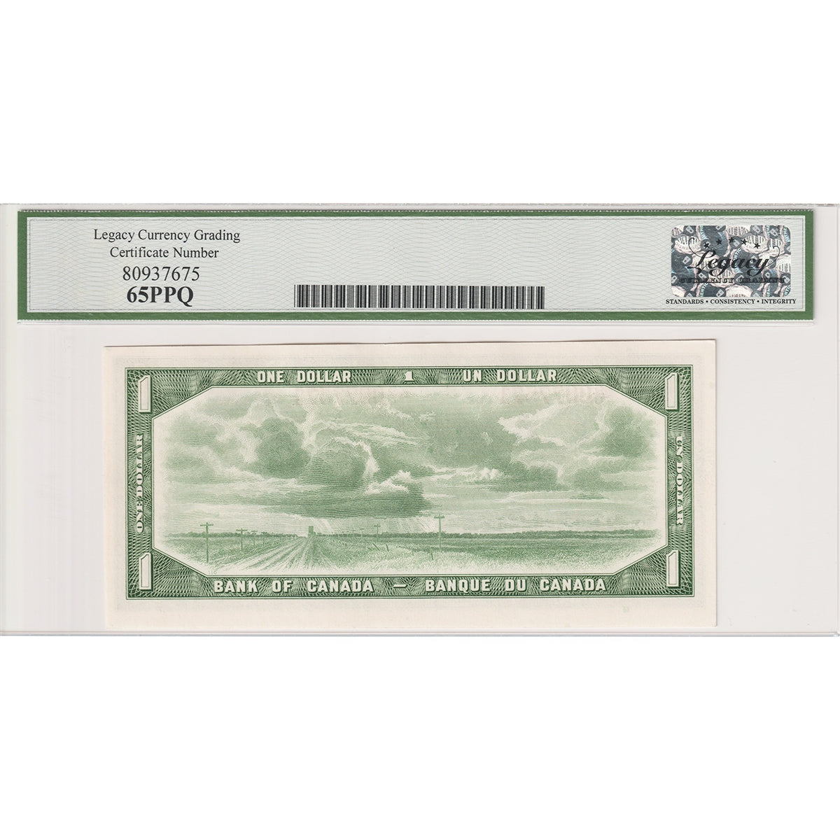 BC-37bA 1954 Canada $1 Beattie-Rasminsky, Replacement, *S/O Legacy Certified GUNC65 PPQ