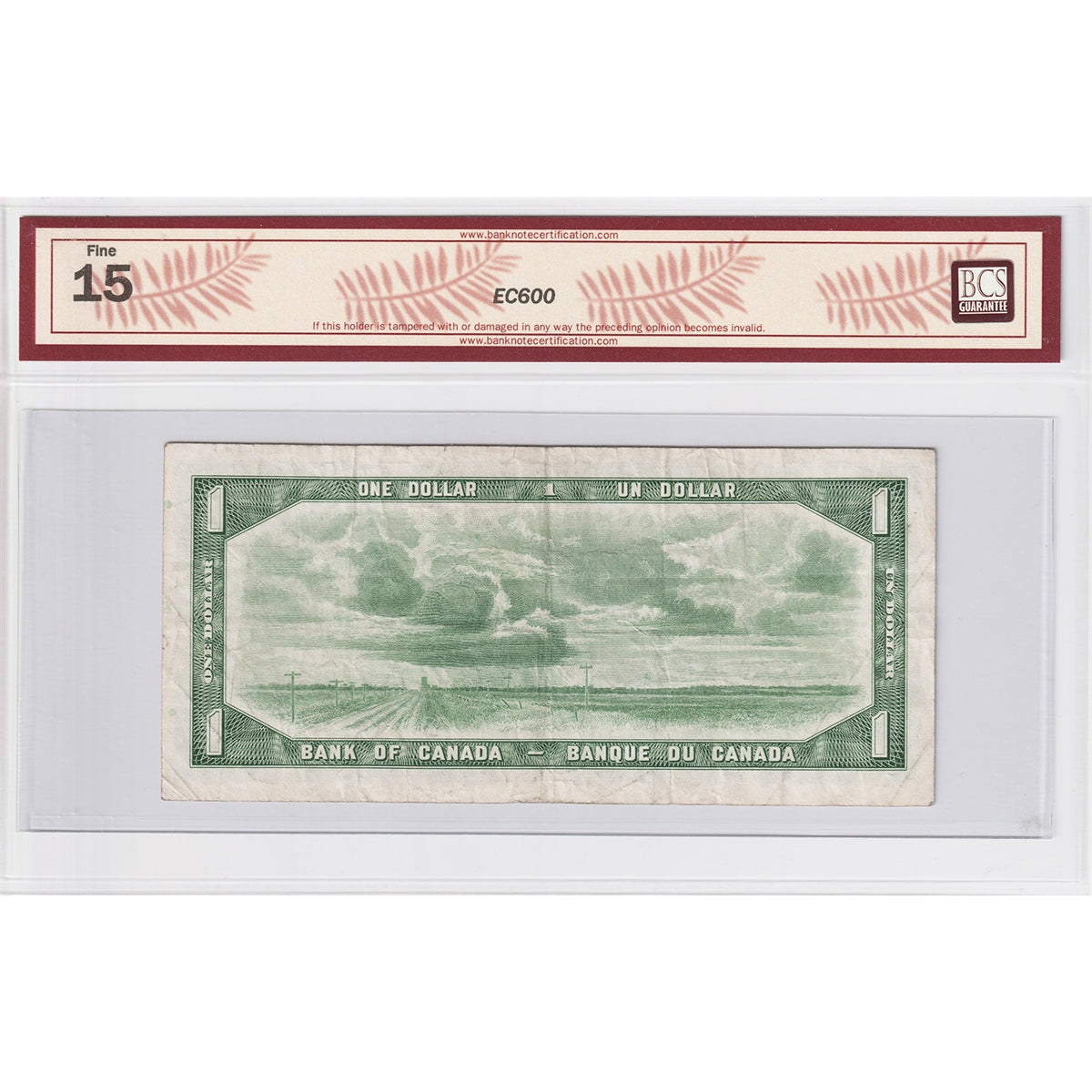 BC-37bA 1954 Canada $1 B-R, Modified Portrait, Replacement, *N/Y BCS Certified F15