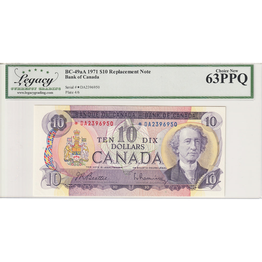 BC-49aA 1971 Canada $10 Beattie-Rasminsky, Replacement, *DA Legacy Certified CUNC63 PPQ