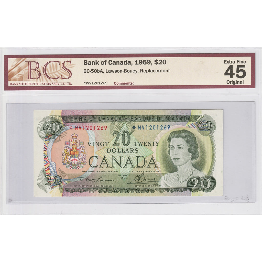 BC-50bA 1969 Canada $20 Lawson-Bouey, Replacement, *WV BCS Certified EF45 Original