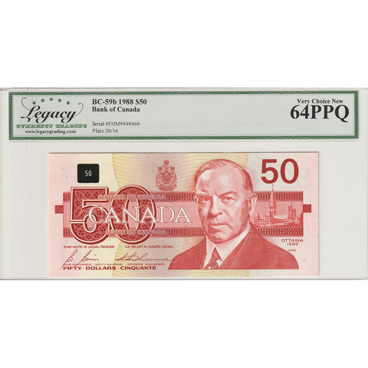BC-59b 1988 Canada $50 Bonin-Thiessen, FHM Legacy Certified CUNC64 PPQ