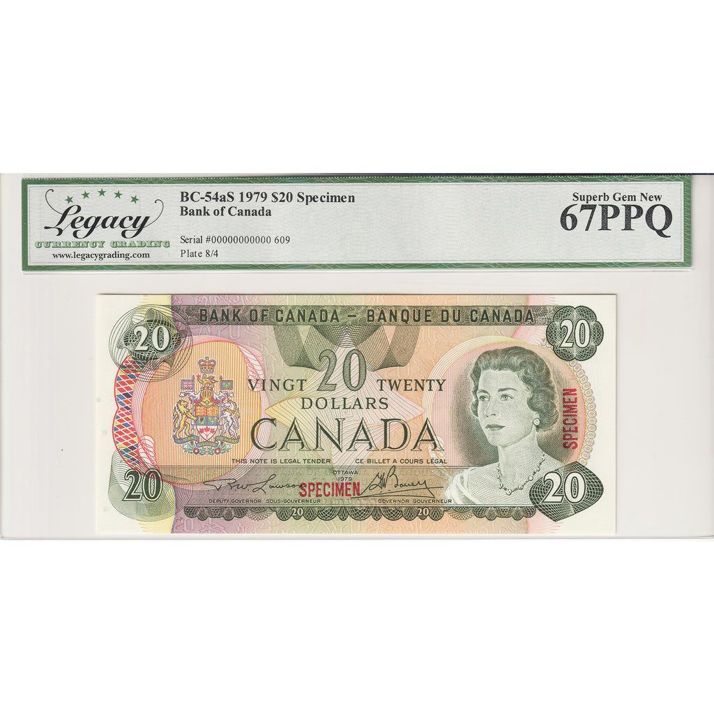 BC-54aS 1979 Canada $20 Lawson-Bouey, Specimen 609 Legacy Certified GUNC67 PPQ