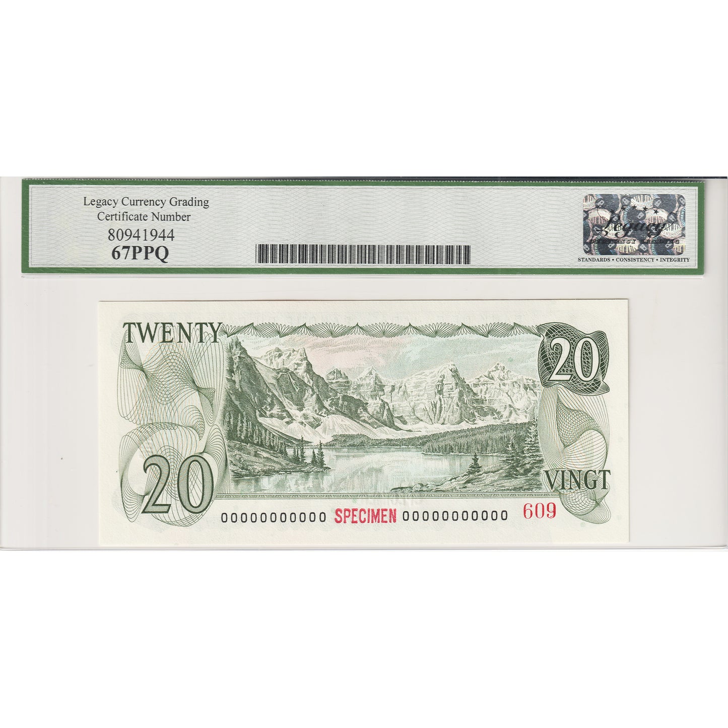 BC-54aS 1979 Canada $20 Lawson-Bouey, Specimen 609 Legacy Certified GUNC67 PPQ