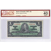 BC-21a 1937 Canada $1 Osborne-Towers, E/A BCS Certified EF-40 Original