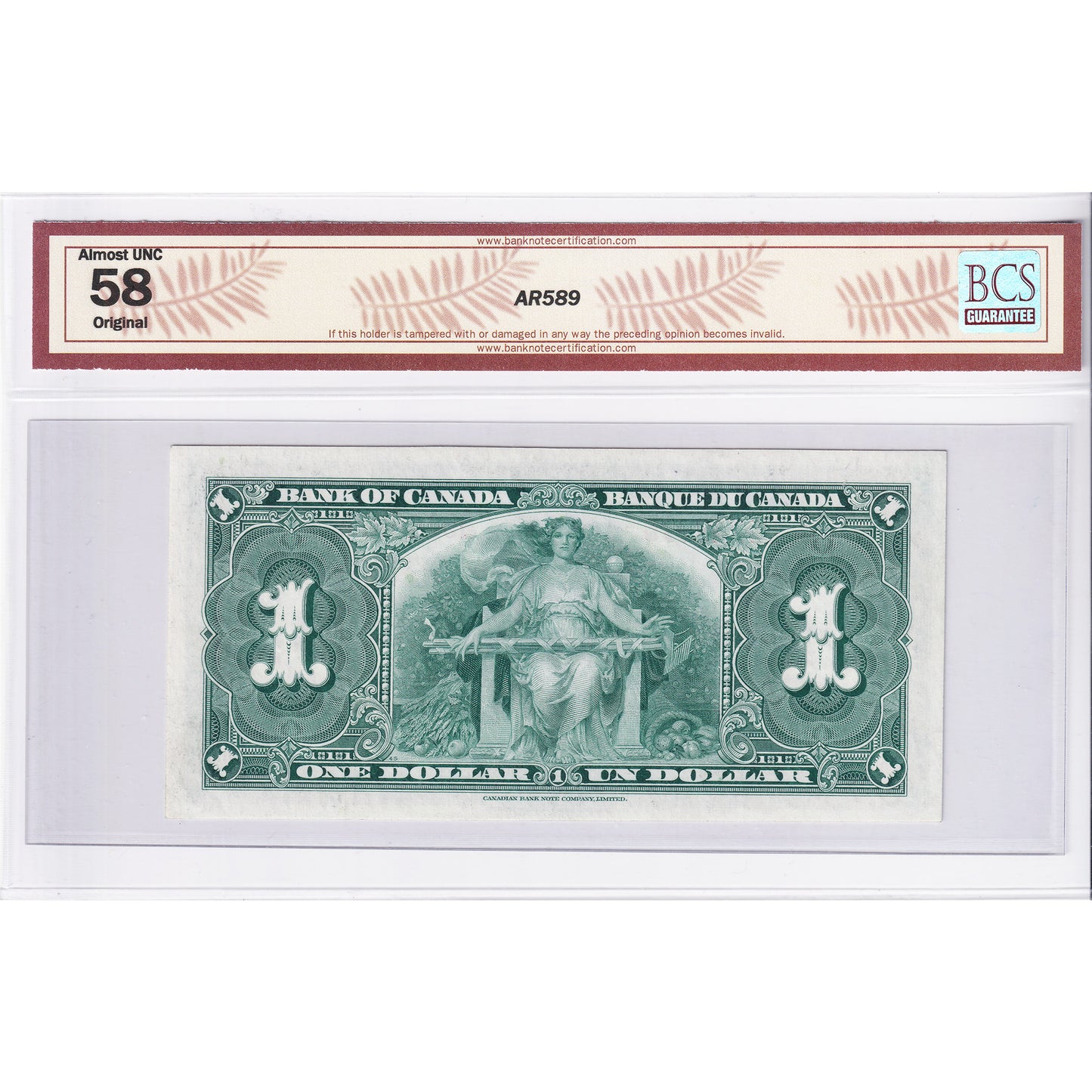 BC-21c 1937 Canada $1 Gordon-Towers, Wide Sig. Panel, D/M BCS Certified AU-58 Original