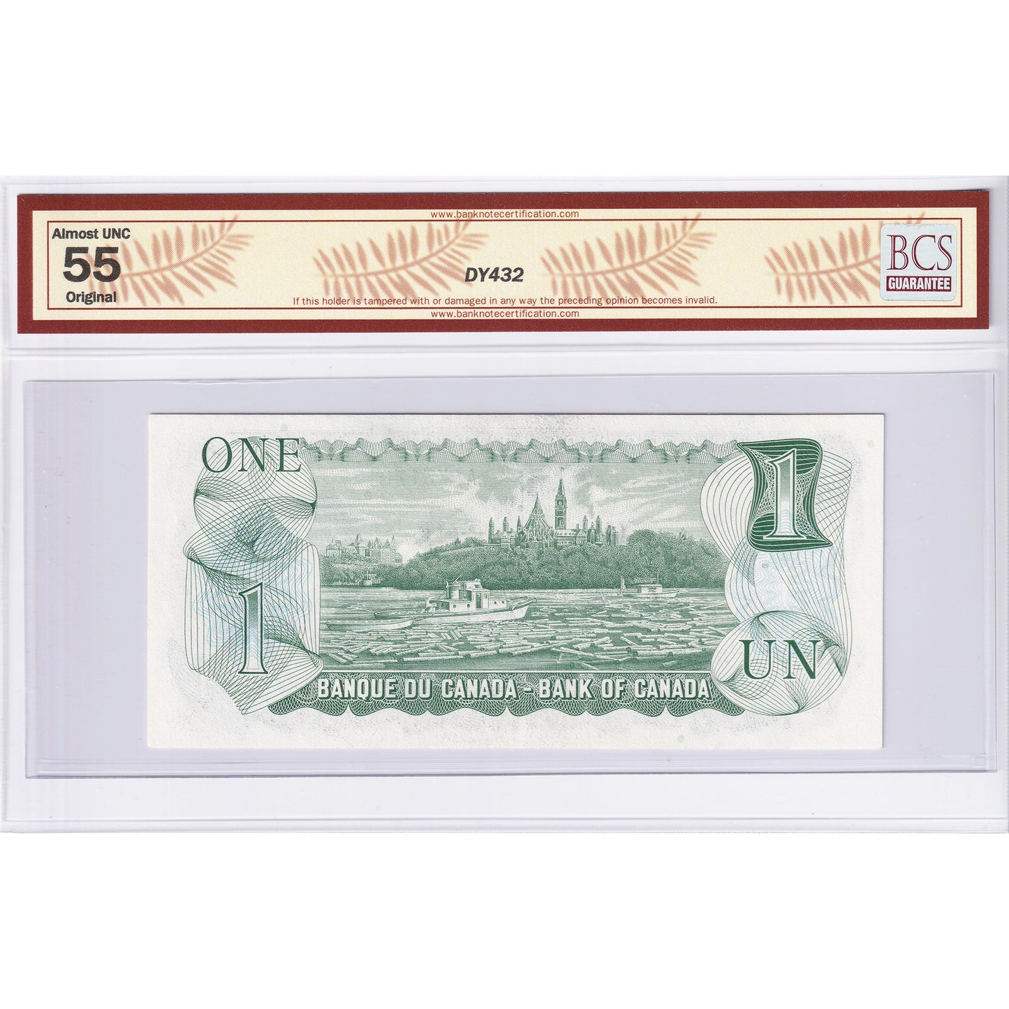 BC-46aA-i 1973 Canada $1 L-B, Litho, Replacement, 3 Letter, AAX BCS Cert. AU-55 Original