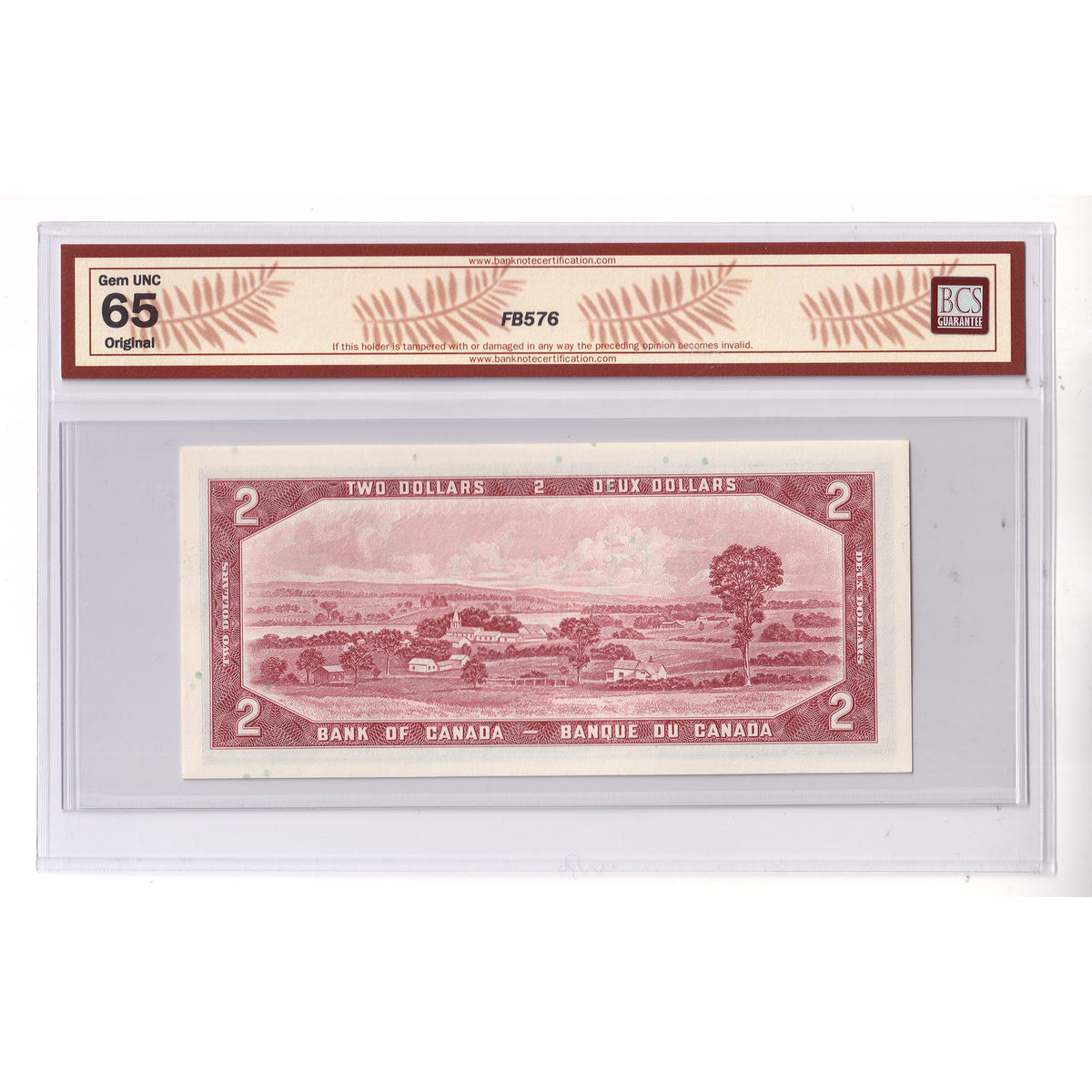 BC-38d 1954 Canada $2 Lawson-Bouey, Modified Portrait, P/G BCS Certified GUNC65 Original