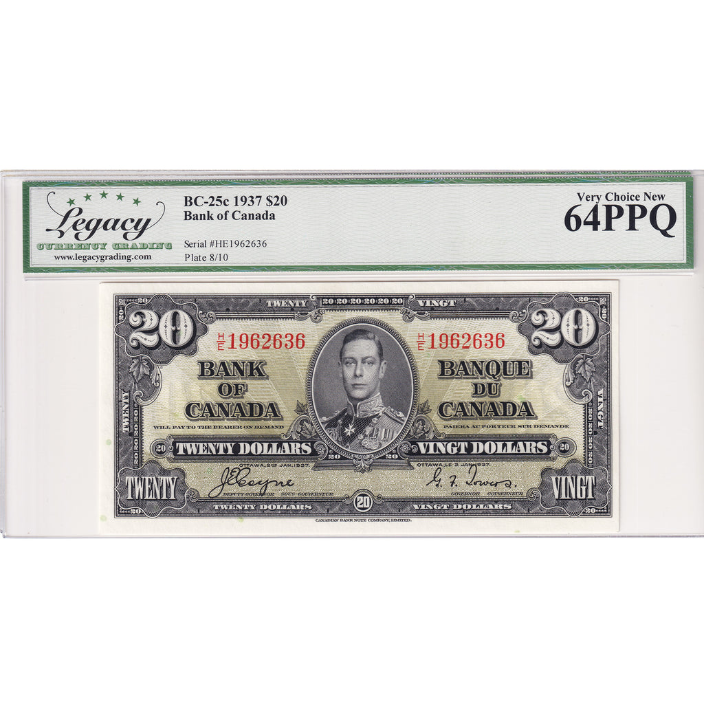 BC-25c 1937 Canada $20 Coyne-Towers, H/E Legacy Certified CUNC64 PPQ