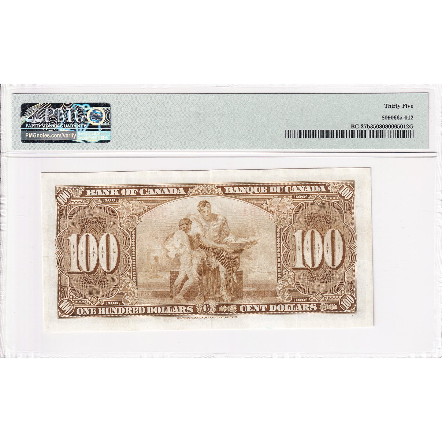 BC-27b 1937 Canada $100 Gordon-Towers, B/J PMG Certified VF-35