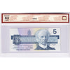 BC-56b-N1-iii 1986 Canada $5 T-C, 3 Digit RADAR GNH2775772 BCS Certified CUNC63 Original