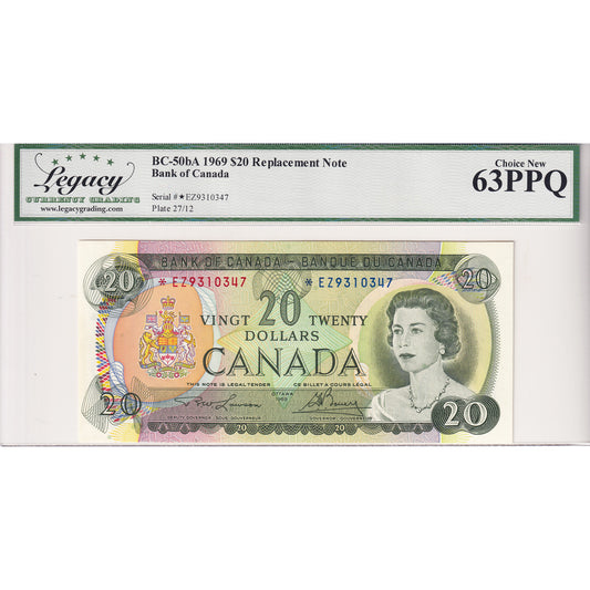 BC-50bA 1969 Canada $20 Lawson-Bouey, Replacement, *EZ Legacy Certified CUNC63 PPQ