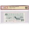 BC-58b 1991 Canada $20 Bonin-Thiessen, ESR, BCS Certified GUNC66 Original