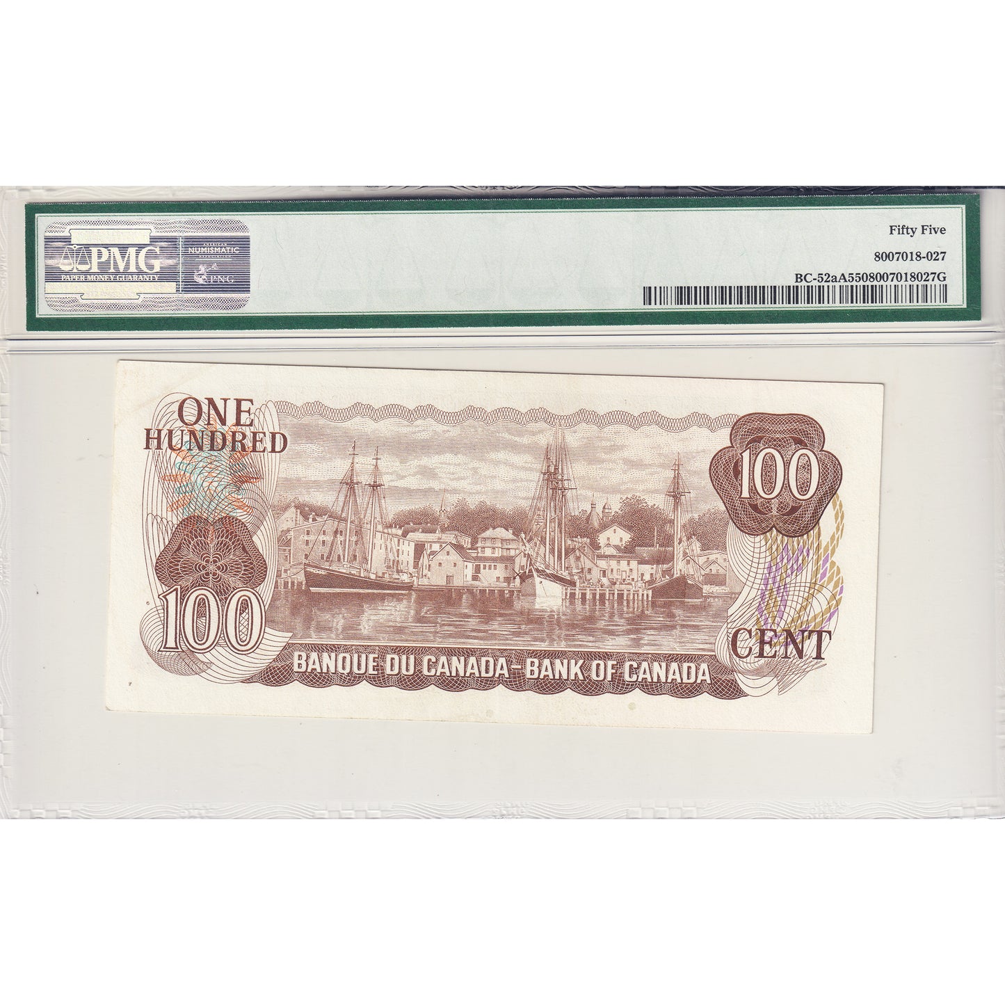BC-52aA 1975 Canada $100 Lawson-Bouey, Replacement, *JA PMG Certified AU55