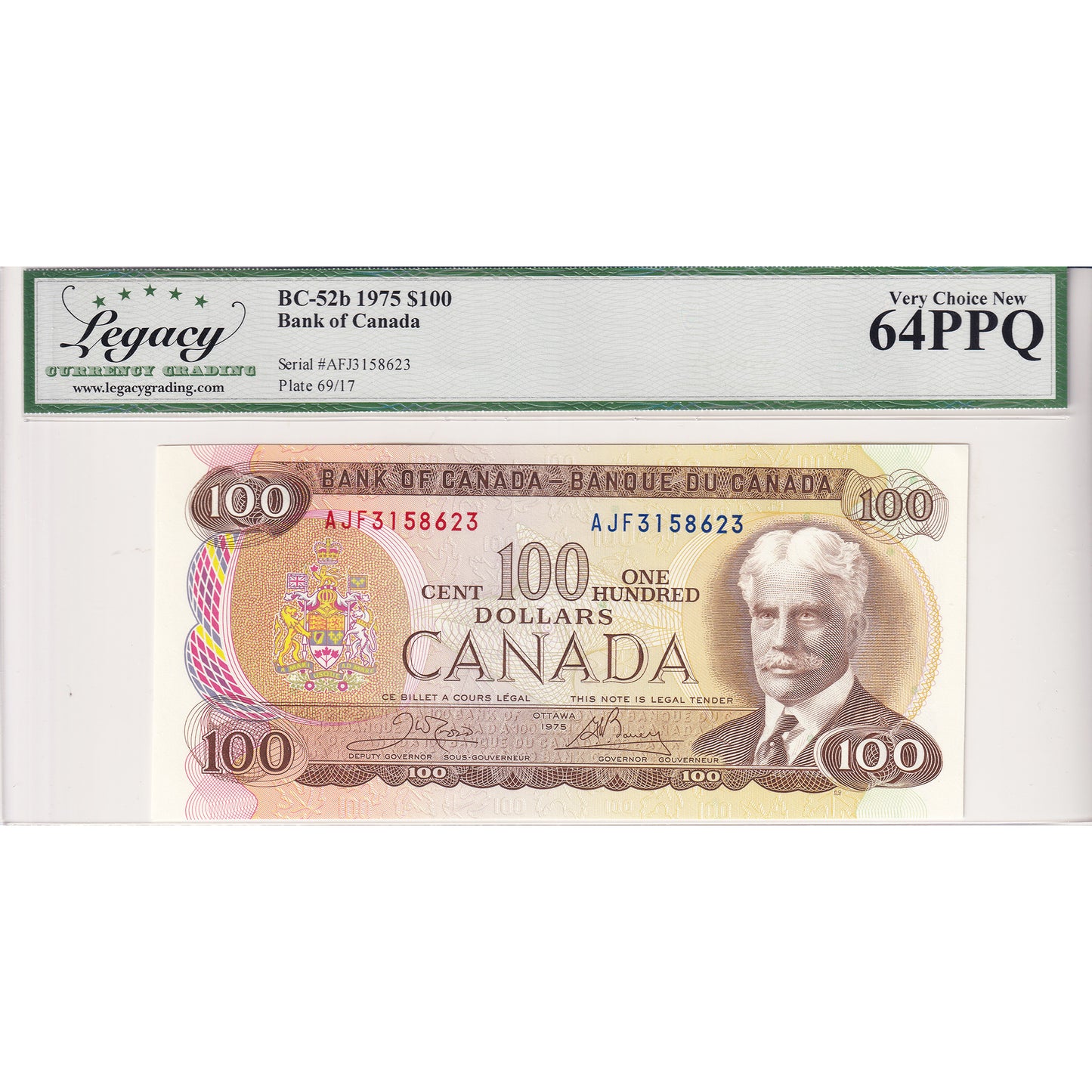 BC-52b 1975 Canada $100 Crow-Bouey, AF Legacy Certified CUNC64 PPQ